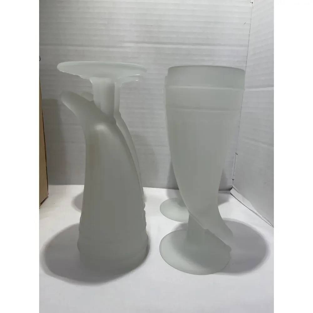 Tiara Exclusives 10040 Powder Horn Frosted Pilsner Glasses Set 4 Vintage